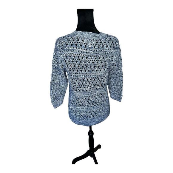 Croft & Barrow Fishnet Pullover Sweater – Navy and White (Size Small) - Picture 5 of 7